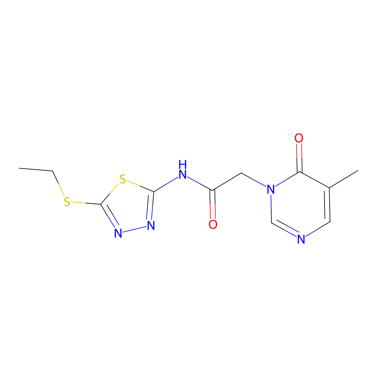N-(5-(ethylthio)-1,3,4-thiadiazol-2-yl)-2-(5-methyl-6-oxopyrimidin-1(6H)-yl)acetamide molecular structure, CAS 1351630-16-4