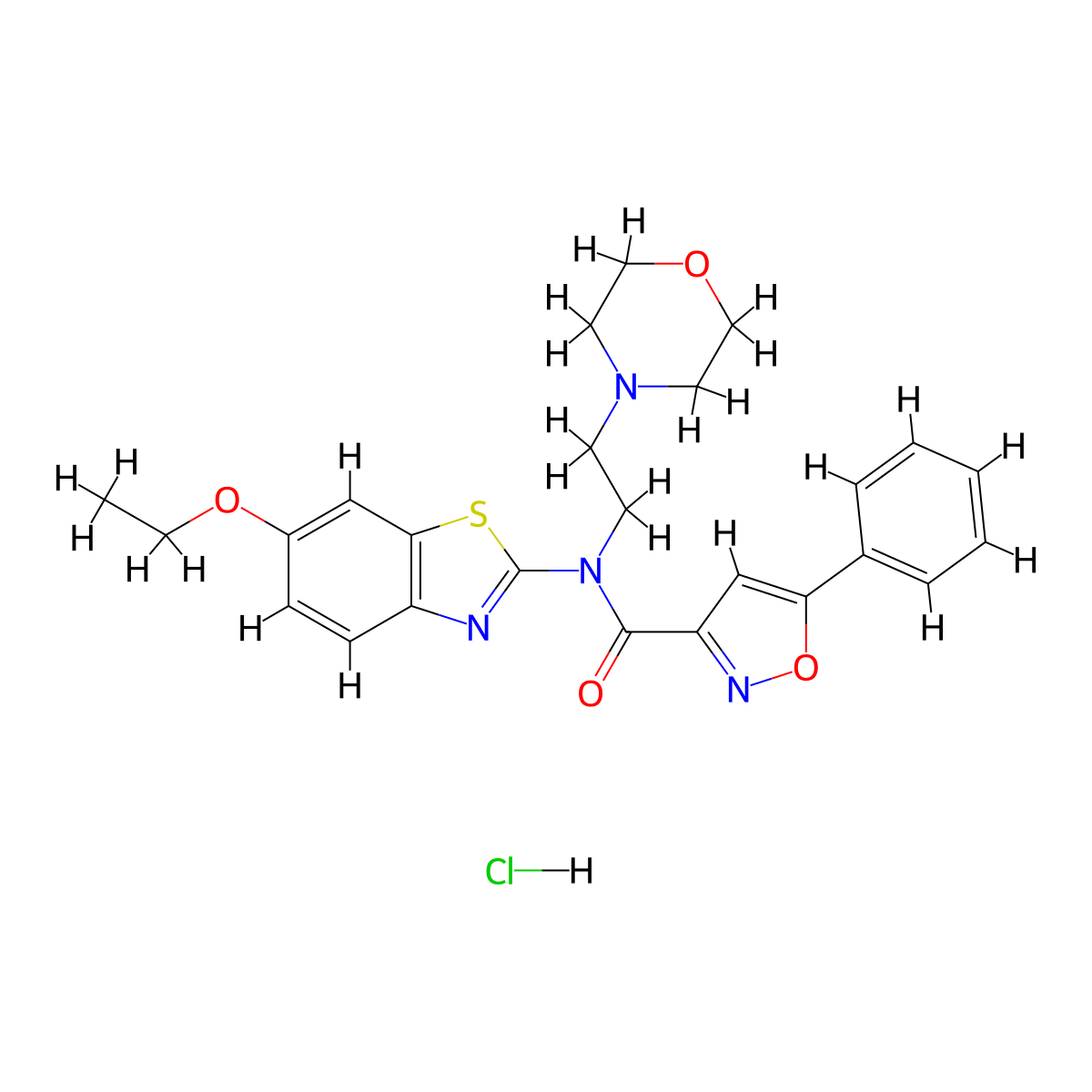 N-(6-ethoxybenzo[d]thiazol-2-yl)-N-(2-morpholinoethyl)-5-phenylisoxazole-3-carboxamide hydrochloride molecular structure, CAS 1351630-18-6