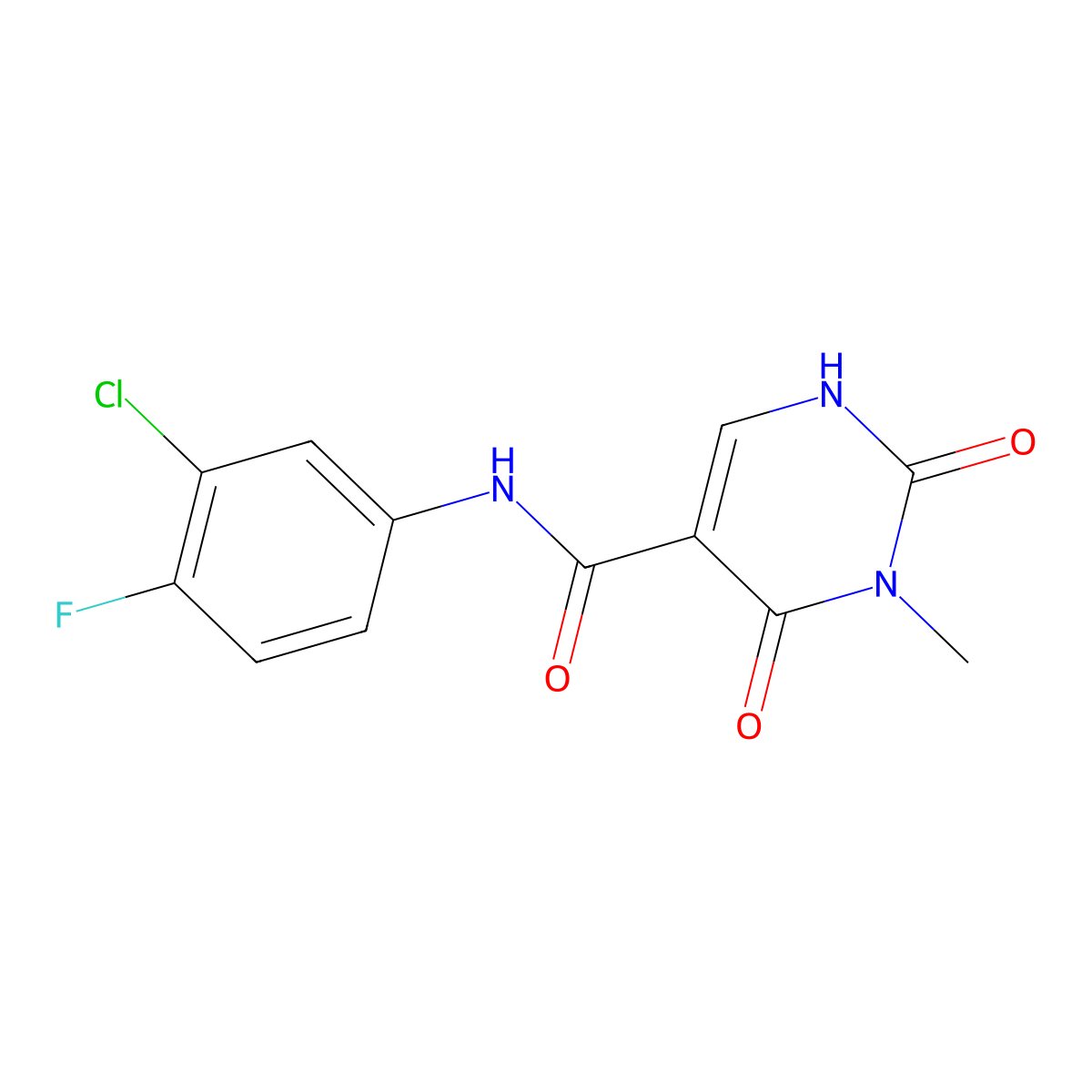 N-(3-chloro-4-fluorophenyl)-3-methyl-2,4-dioxo-1,2,3,4-tetrahydropyrimidine-5-carboxamide molecular structure, CAS 1351630-22-2