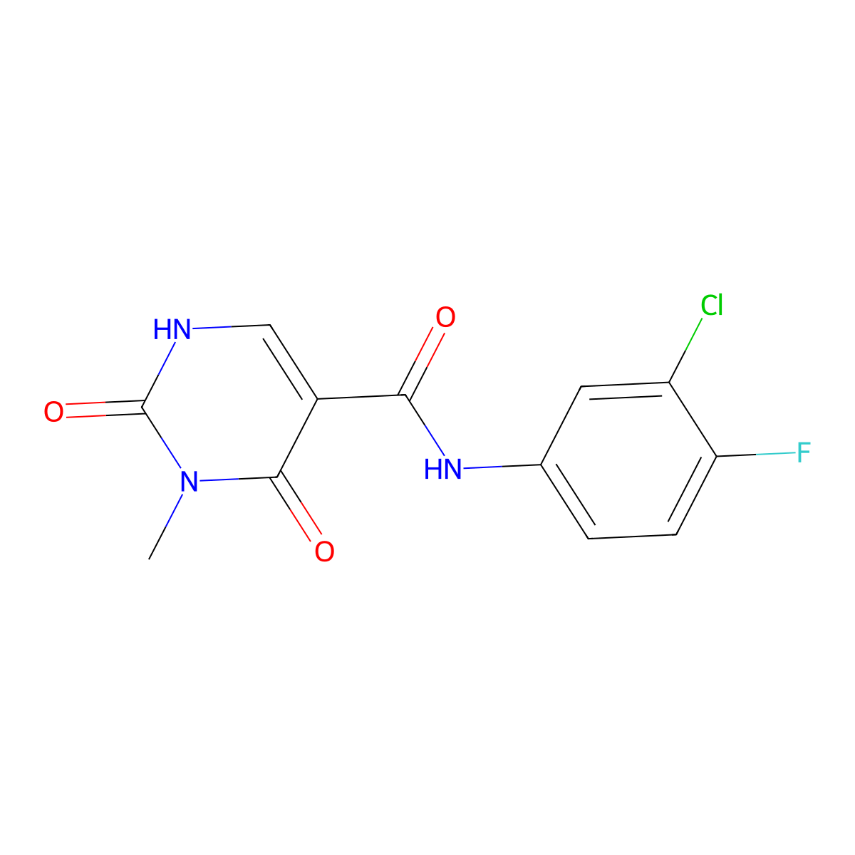 N-(3-chloro-4-fluorophenyl)-3-methyl-2,4-dioxo-1,2,3,4-tetrahydropyrimidine-5-carboxamide molecular structure, CAS 1351630-22-2