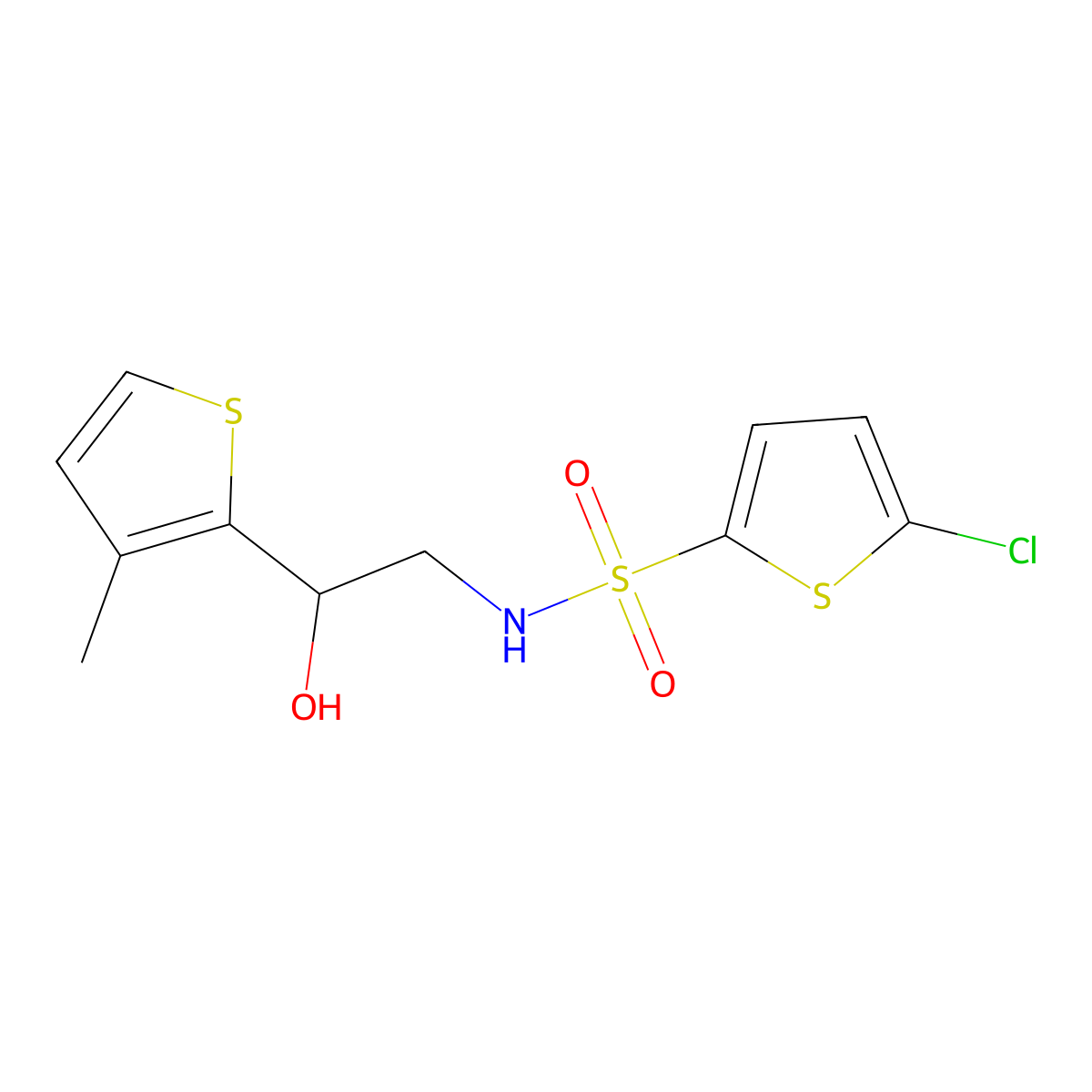 5-chloro-N-[2-hydroxy-2-(3-methylthiophen-2-yl)ethyl]thiophene-2-sulfonamide molecular structure, CAS 1351630-26-6