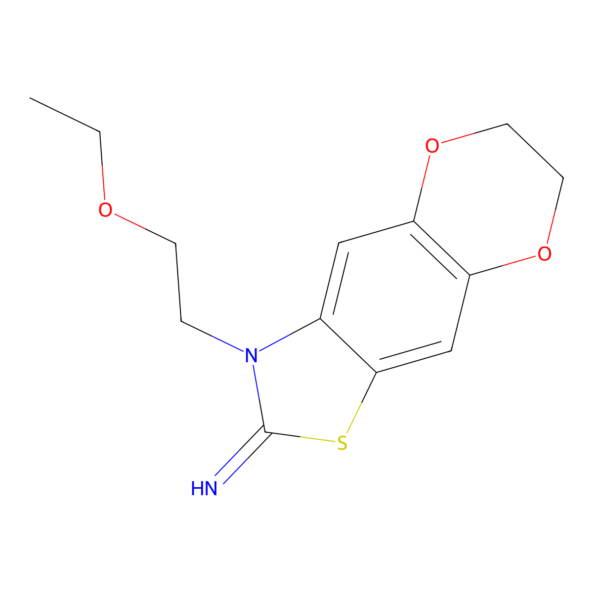 3-(2-ethoxyethyl)-6,7-dihydro-[1,4]dioxino[2',3':4,5]benzo[1,2-d]thiazol-2(3H)-imine molecular structure, CAS 1351630-36-8