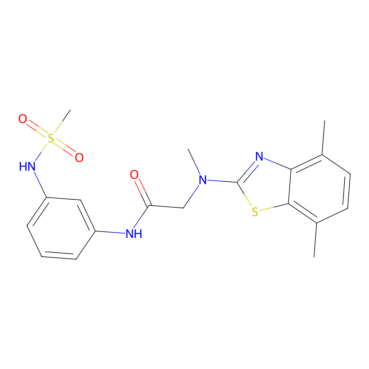 2-((4,7-dimethylbenzo[d]thiazol-2-yl)(methyl)amino)-N-(3-(methylsulfonamido)phenyl)acetamide molecular structure, CAS 1351630-37-9
