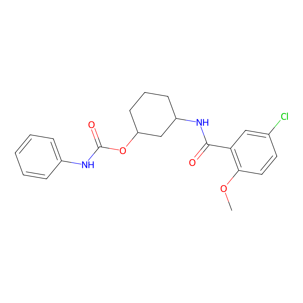 3-(5-Chloro-2-methoxybenzamido)cyclohexyl phenylcarbamate molecular structure, CAS 1351630-39-1
