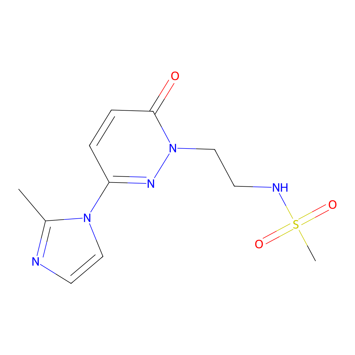 N-(2-(3-(2-methyl-1H-imidazol-1-yl)-6-oxopyridazin-1(6H)-yl)ethyl)methanesulfonamide molecular structure, CAS 1351630-46-0