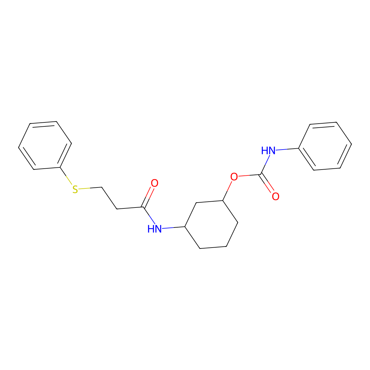 3-(3-(Phenylthio)propanamido)cyclohexyl phenylcarbamate molecular structure, CAS 1351630-51-7