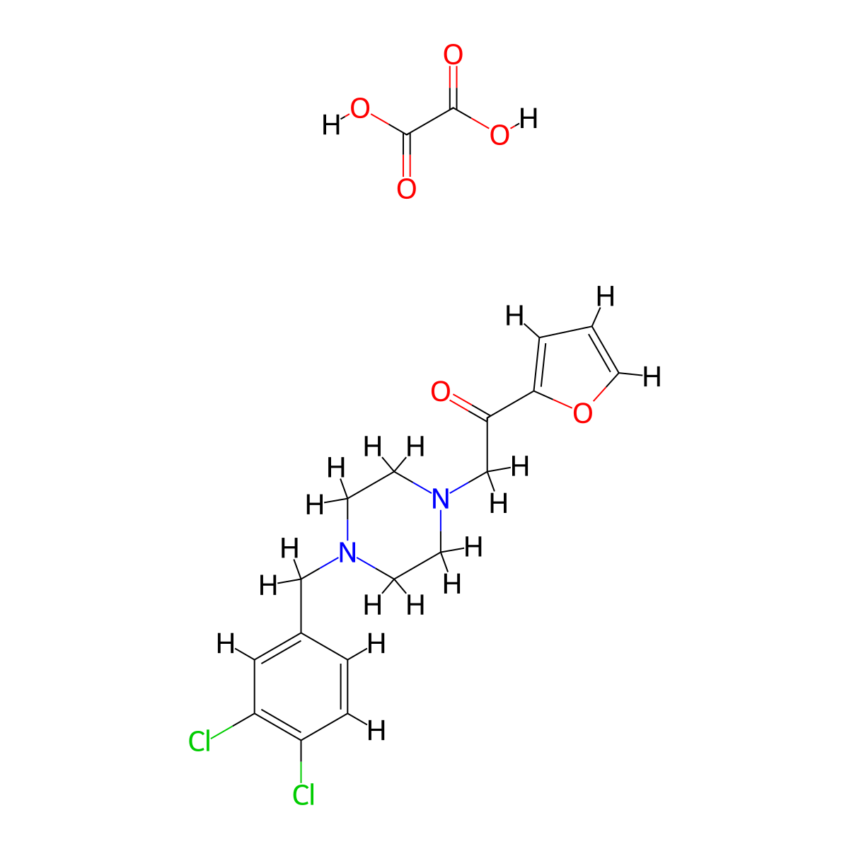 2-(4-(3,4-Dichlorobenzyl)piperazin-1-yl)-1-(furan-2-yl)ethanone oxalate molecular structure, CAS 1351630-54-0