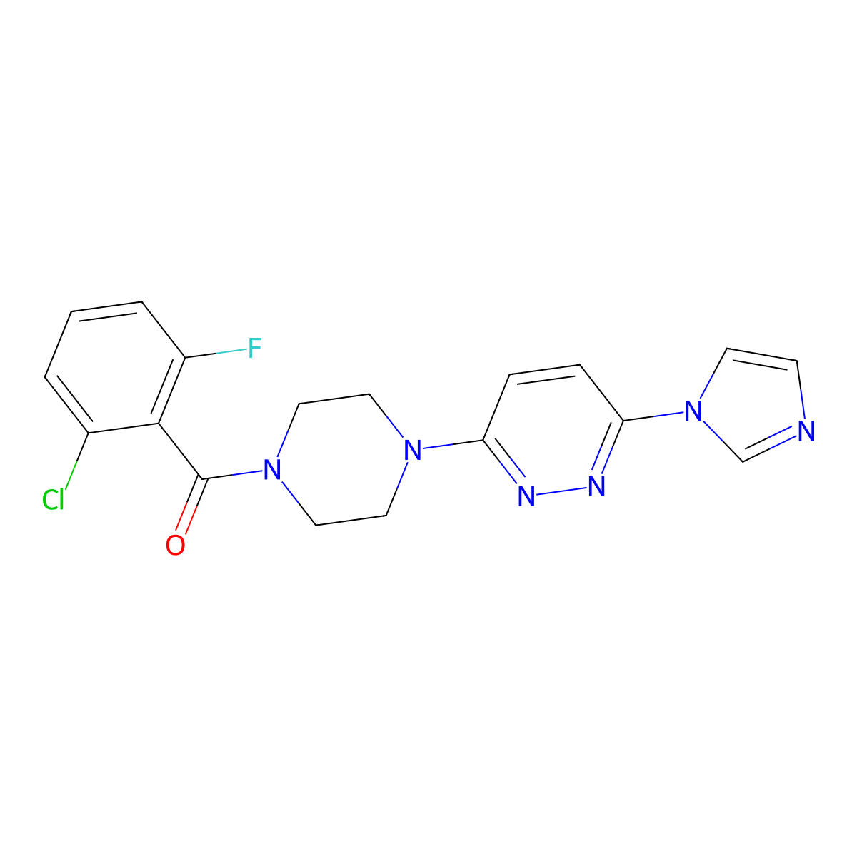 (4-(6-(1H-imidazol-1-yl)pyridazin-3-yl)piperazin-1-yl)(2-chloro-6-fluorophenyl)methanone molecular structure, CAS 1351630-56-2