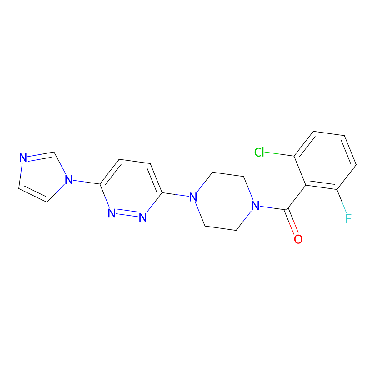 (4-(6-(1H-imidazol-1-yl)pyridazin-3-yl)piperazin-1-yl)(2-chloro-6-fluorophenyl)methanone molecular structure, CAS 1351630-56-2