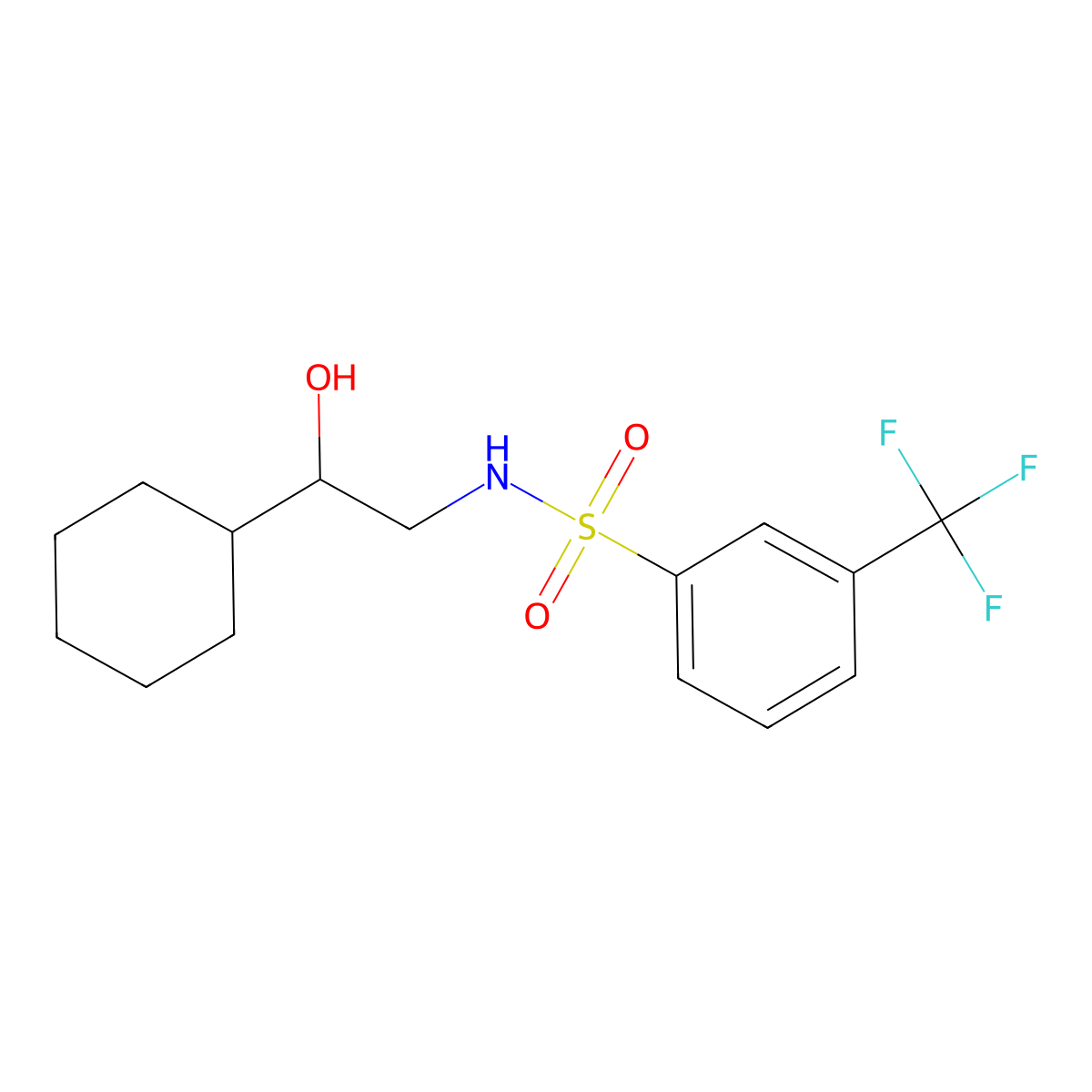 N-(2-cyclohexyl-2-hydroxyethyl)-3-(trifluoromethyl)benzenesulfonamide molecular structure, CAS 1351630-65-3