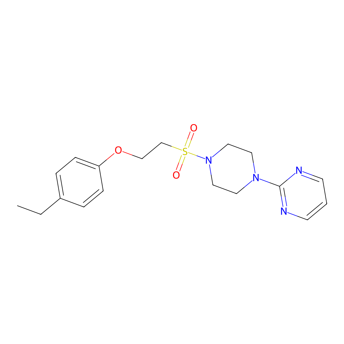 2-{4-[2-(4-Ethylphenoxy)ethanesulfonyl]piperazin-1-yl}pyrimidine molecular structure, CAS 1351630-71-1