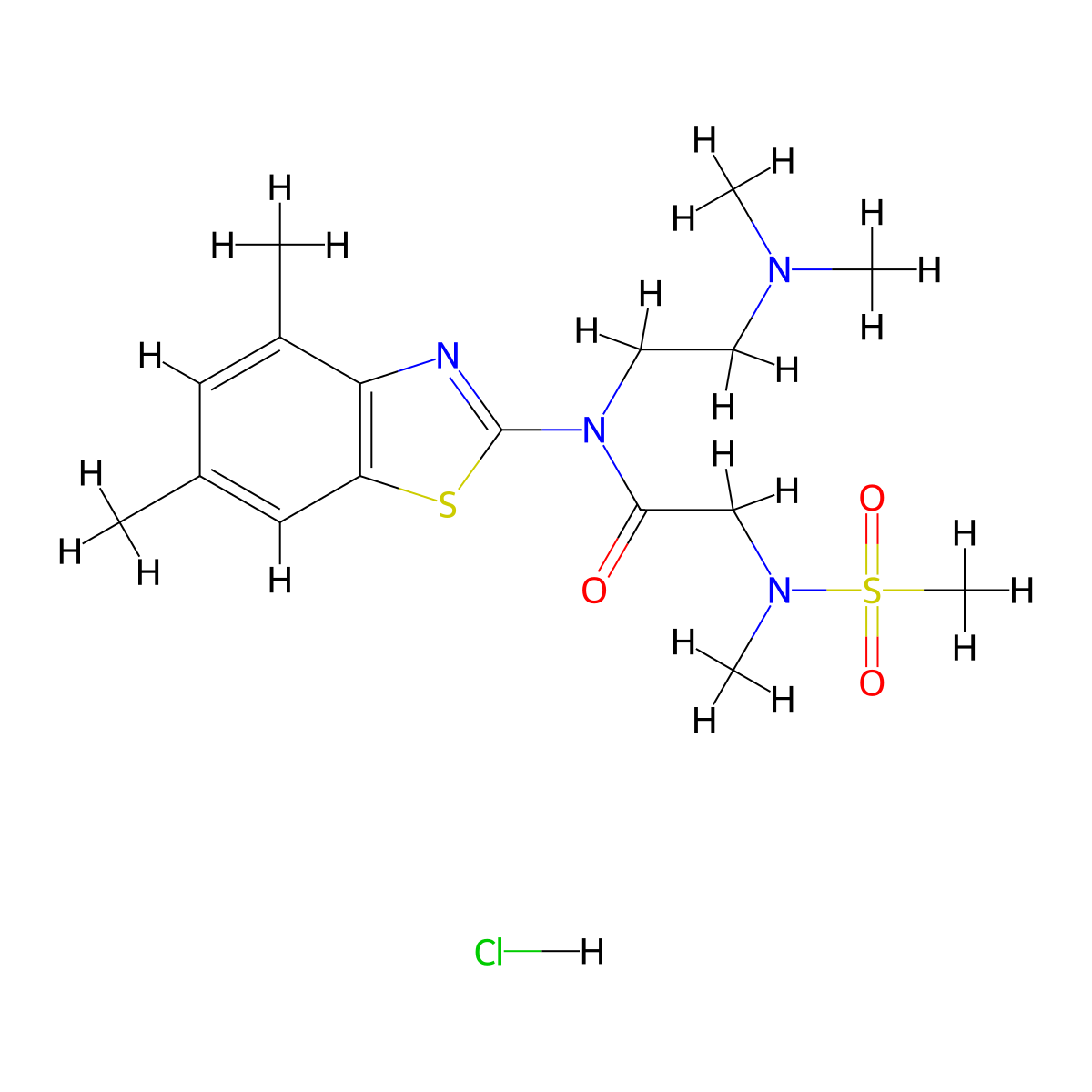 N-(2-(dimethylamino)ethyl)-N-(4,6-dimethylbenzo[d]thiazol-2-yl)-2-(N-methylmethylsulfonamido)acetamide hydrochloride molecular structure, CAS 1351630-72-2