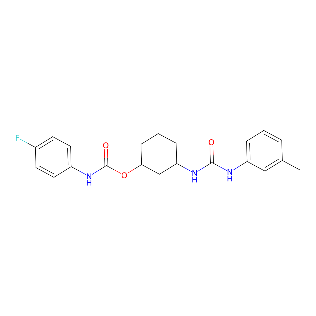 3-(3-(m-Tolyl)ureido)cyclohexyl (4-fluorophenyl)carbamate molecular structure, CAS 1351630-76-6