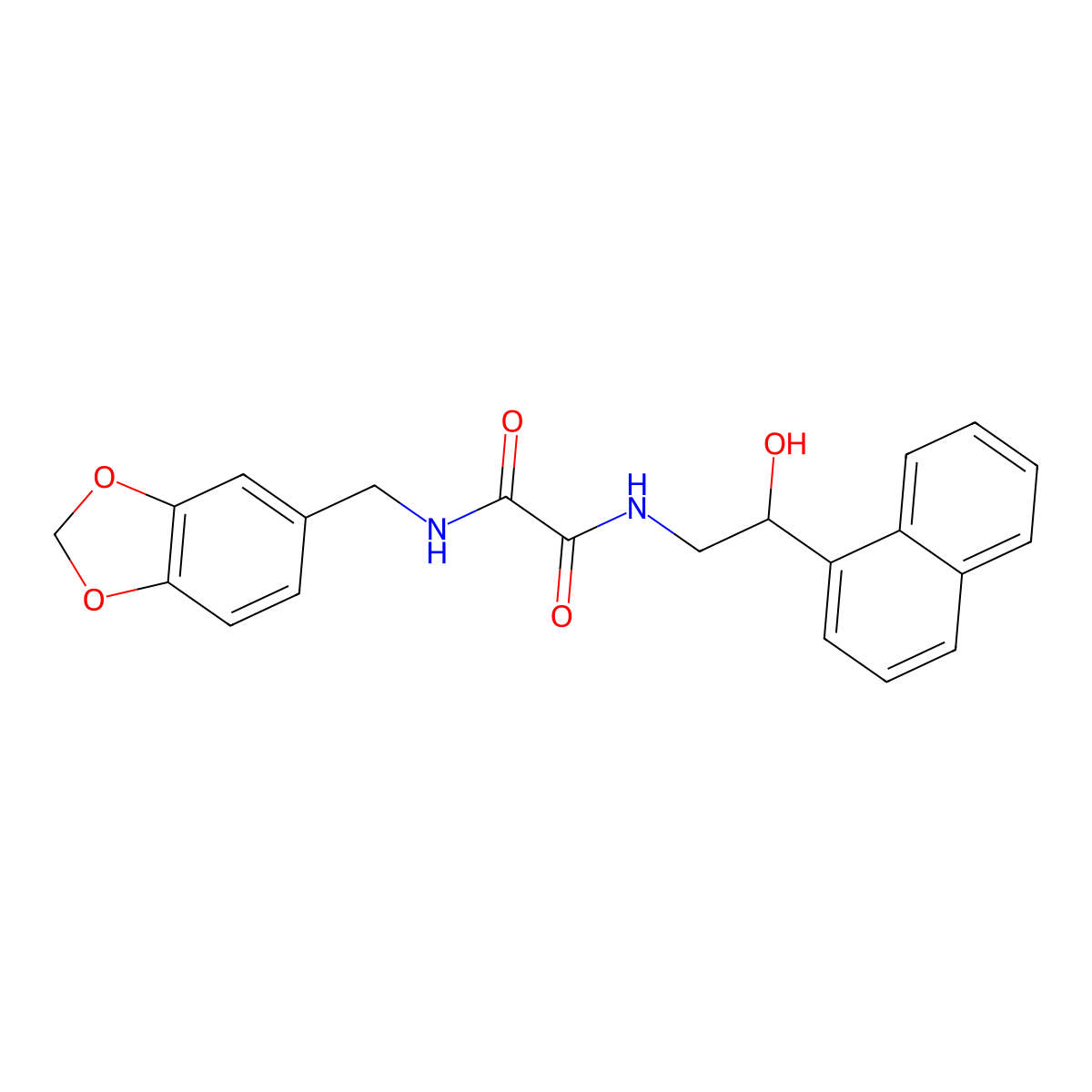 N1-(benzo[d][1,3]dioxol-5-ylmethyl)-N2-(2-hydroxy-2-(naphthalen-1-yl)ethyl)oxalamide molecular structure, CAS 1351630-77-7