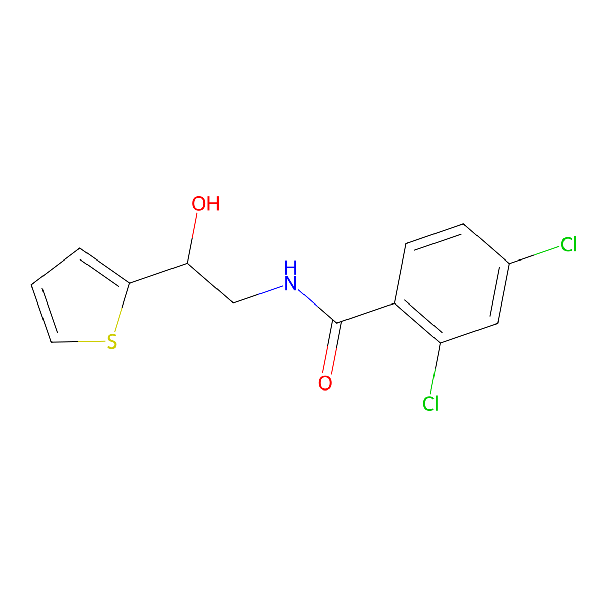 2,4-dichloro-N-[2-hydroxy-2-(thiophen-2-yl)ethyl]benzamide molecular structure, CAS 1351630-78-8
