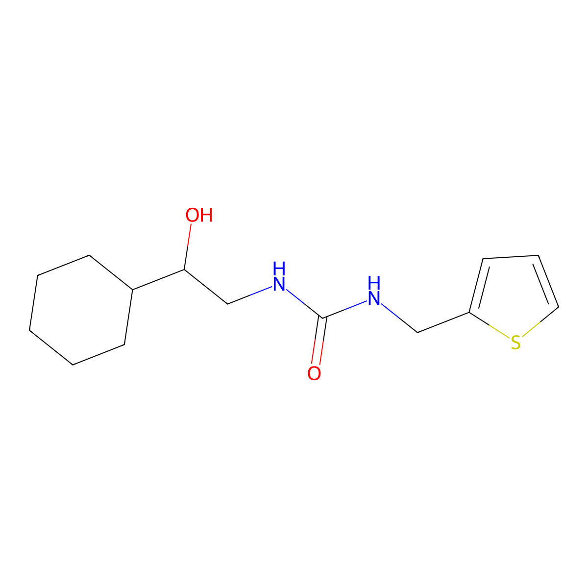 1-(2-Cyclohexyl-2-hydroxyethyl)-3-(thiophen-2-ylmethyl)urea molecular structure, CAS 1351630-79-9