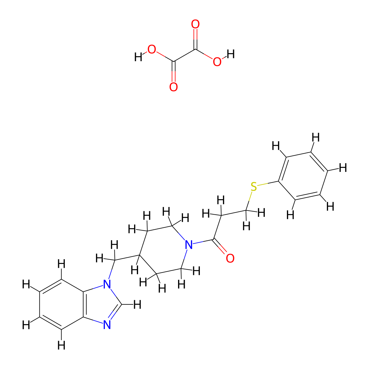 1-(4-((1H-benzo[d]imidazol-1-yl)methyl)piperidin-1-yl)-3-(phenylthio)propan-1-one oxalate molecular structure, CAS 1351630-80-2