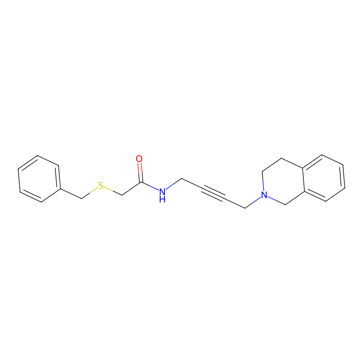 2-(benzylthio)-N-(4-(3,4-dihydroisoquinolin-2(1H)-yl)but-2-yn-1-yl)acetamide molecular structure, CAS 1351630-82-4