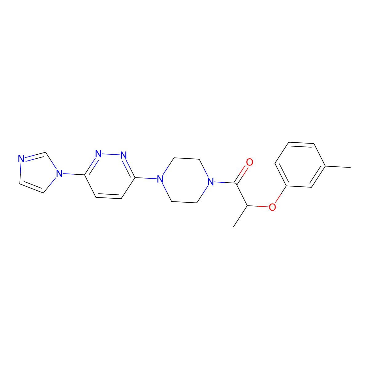 1-(4-(6-(1H-imidazol-1-yl)pyridazin-3-yl)piperazin-1-yl)-2-(m-tolyloxy)propan-1-one molecular structure, CAS 1351630-85-7