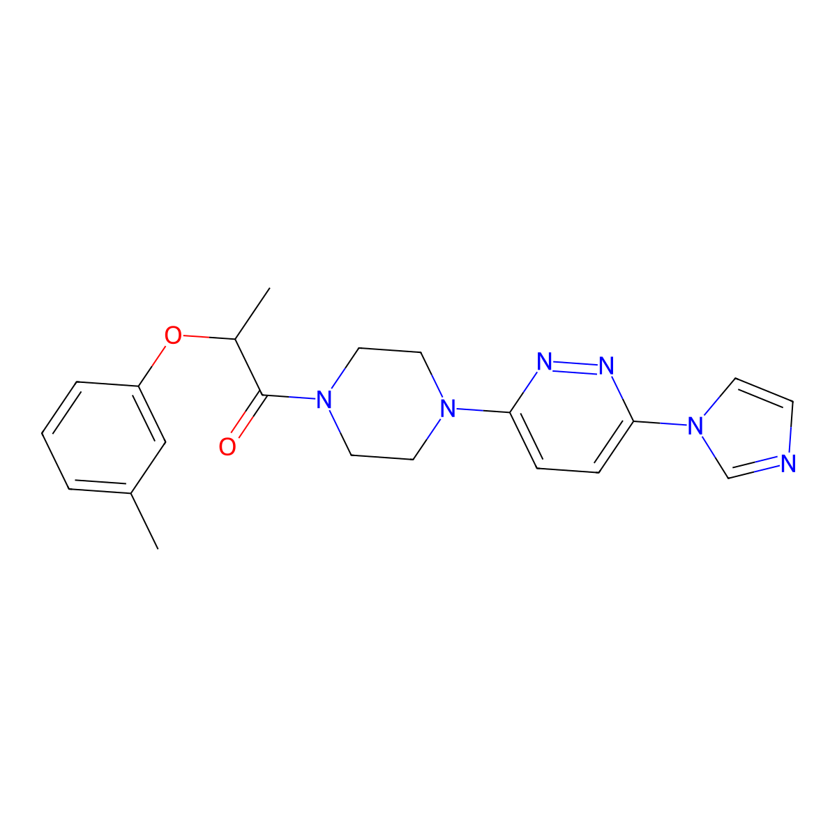 1-(4-(6-(1H-imidazol-1-yl)pyridazin-3-yl)piperazin-1-yl)-2-(m-tolyloxy)propan-1-one molecular structure, CAS 1351630-85-7