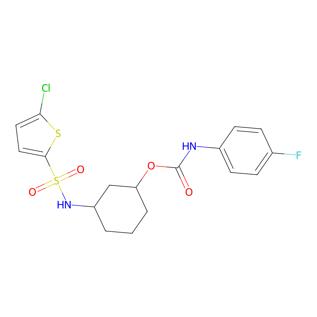 3-(5-Chlorothiophene-2-sulfonamido)cyclohexyl (4-fluorophenyl)carbamate molecular structure, CAS 1351630-86-8