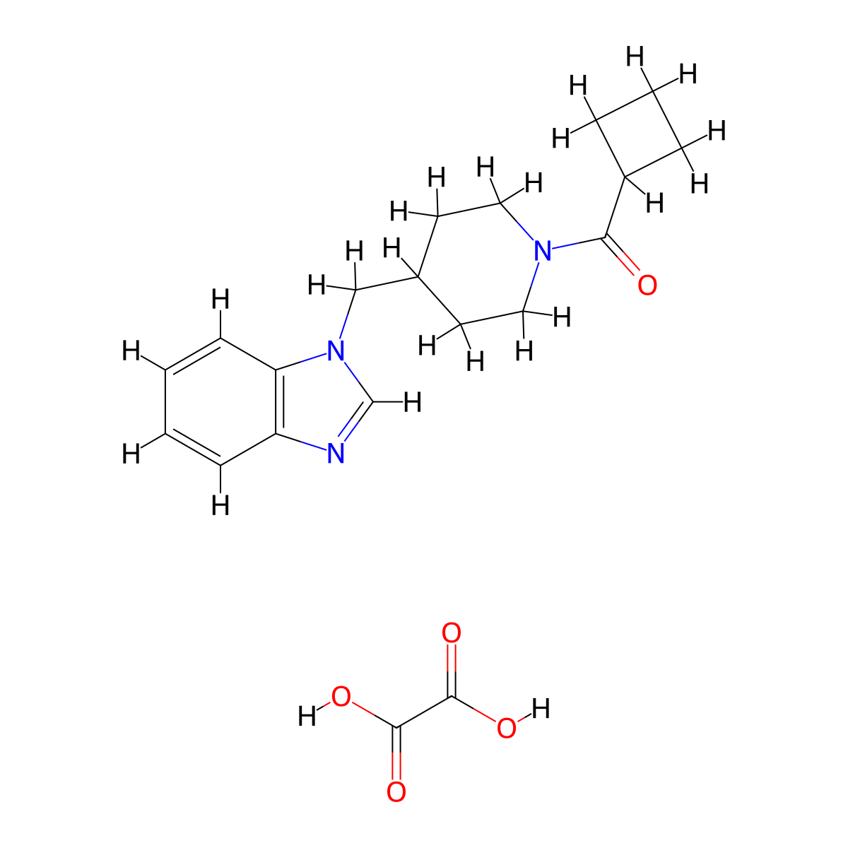 1-[(1-cyclobutanecarbonylpiperidin-4-yl)methyl]-1H-1,3-benzodiazole; oxalic acid molecular structure, CAS 1351630-89-1