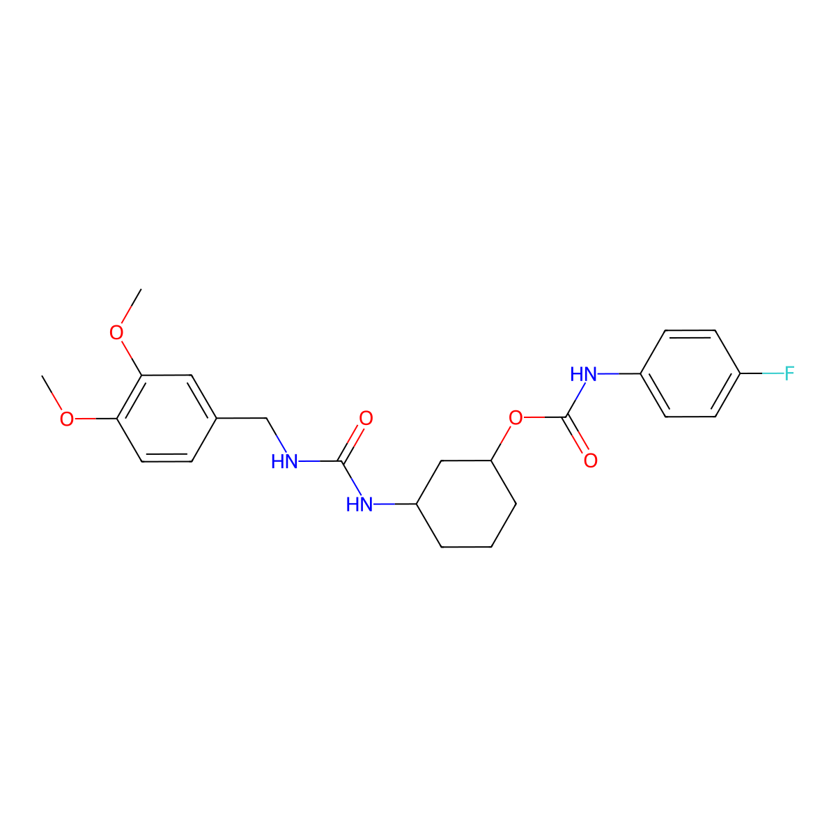 3-(3-(3,4-Dimethoxybenzyl)ureido)cyclohexyl (4-fluorophenyl)carbamate molecular structure, CAS 1351630-94-8