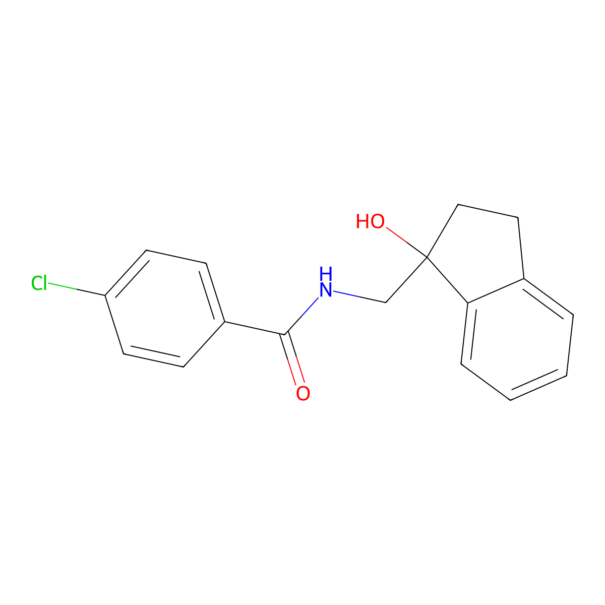 4-chloro-N-[(1-hydroxy-2,3-dihydro-1H-inden-1-yl)methyl]benzamide molecular structure, CAS 1351630-97-1