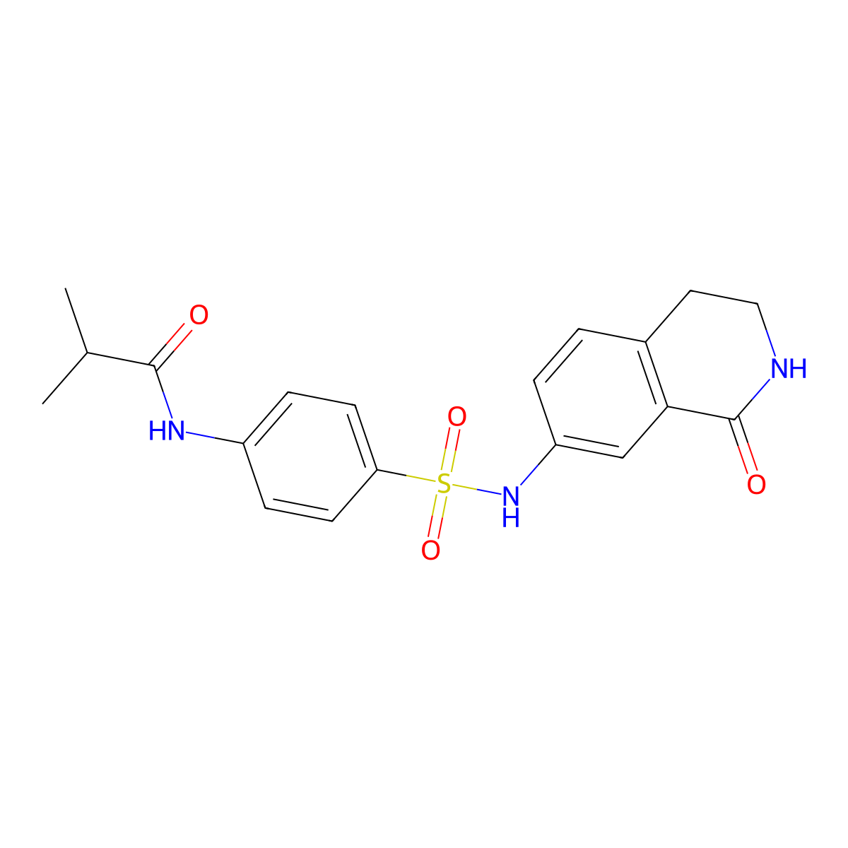 N-(4-(N-(1-oxo-1,2,3,4-tetrahydroisoquinolin-7-yl)sulfamoyl)phenyl)isobutyramide molecular structure, CAS 1351630-98-2