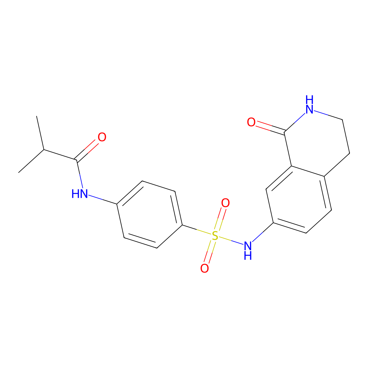 N-(4-(N-(1-oxo-1,2,3,4-tetrahydroisoquinolin-7-yl)sulfamoyl)phenyl)isobutyramide molecular structure, CAS 1351630-98-2