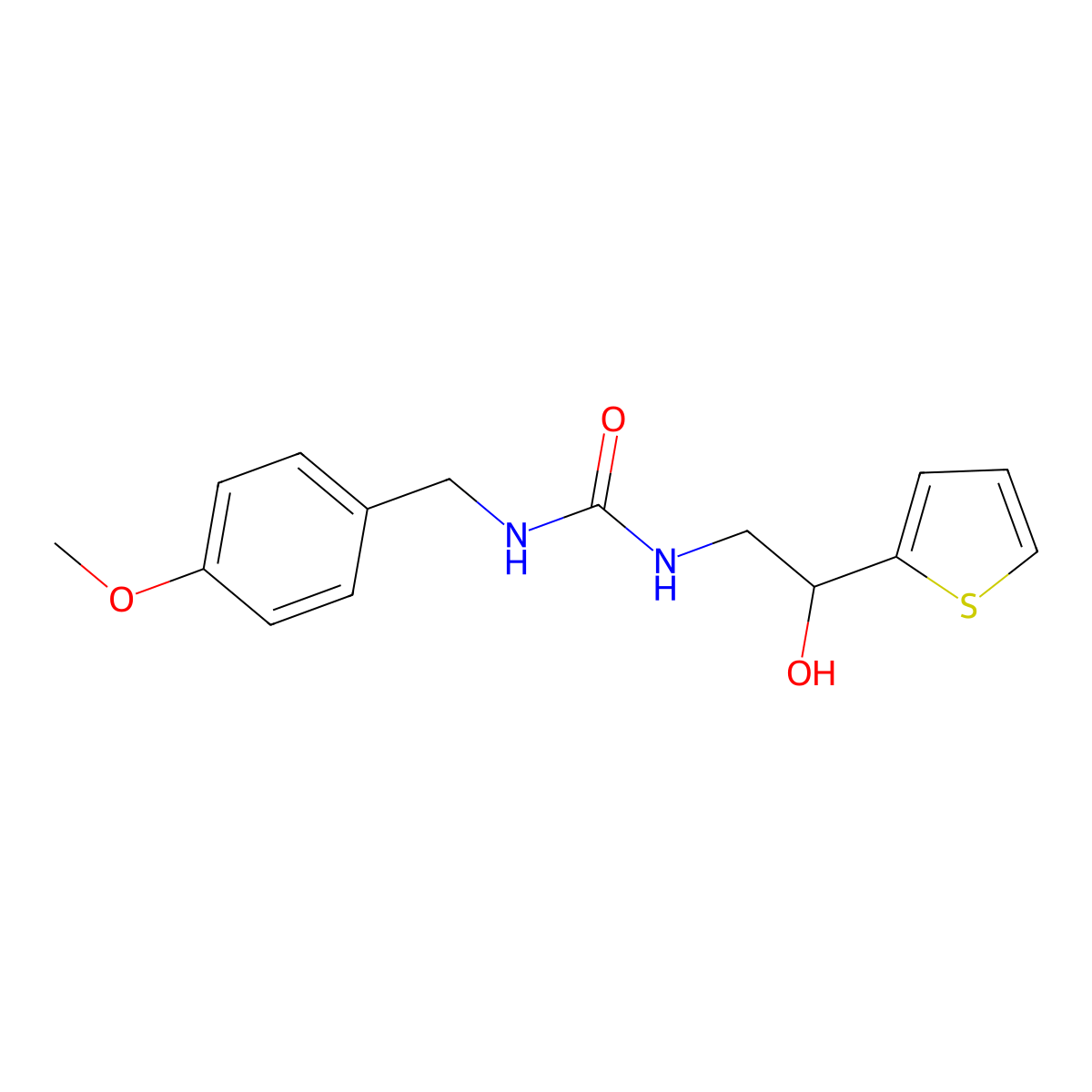1-(2-Hydroxy-2-(thiophen-2-yl)ethyl)-3-(4-methoxybenzyl)urea molecular structure, CAS 1351630-99-3