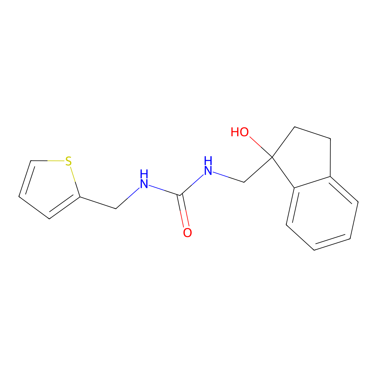 1-((1-hydroxy-2,3-dihydro-1H-inden-1-yl)methyl)-3-(thiophen-2-ylmethyl)urea molecular structure, CAS 1351631-12-3