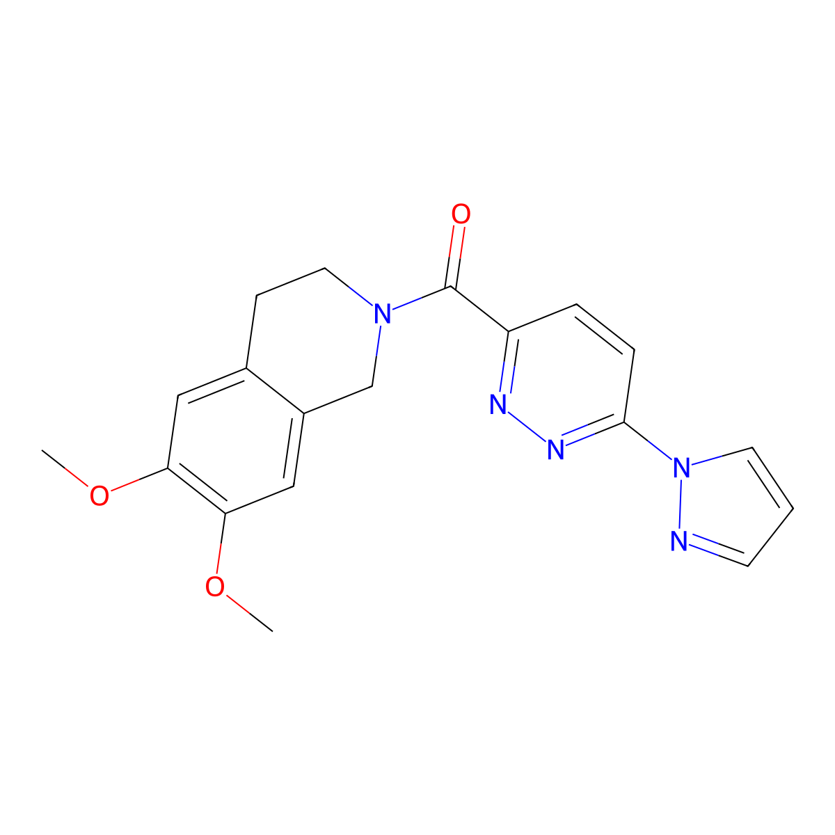 (6-(1H-pyrazol-1-yl)pyridazin-3-yl)(6,7-dimethoxy-3,4-dihydroisoquinolin-2(1H)-yl)methanone molecular structure, CAS 1351631-18-9