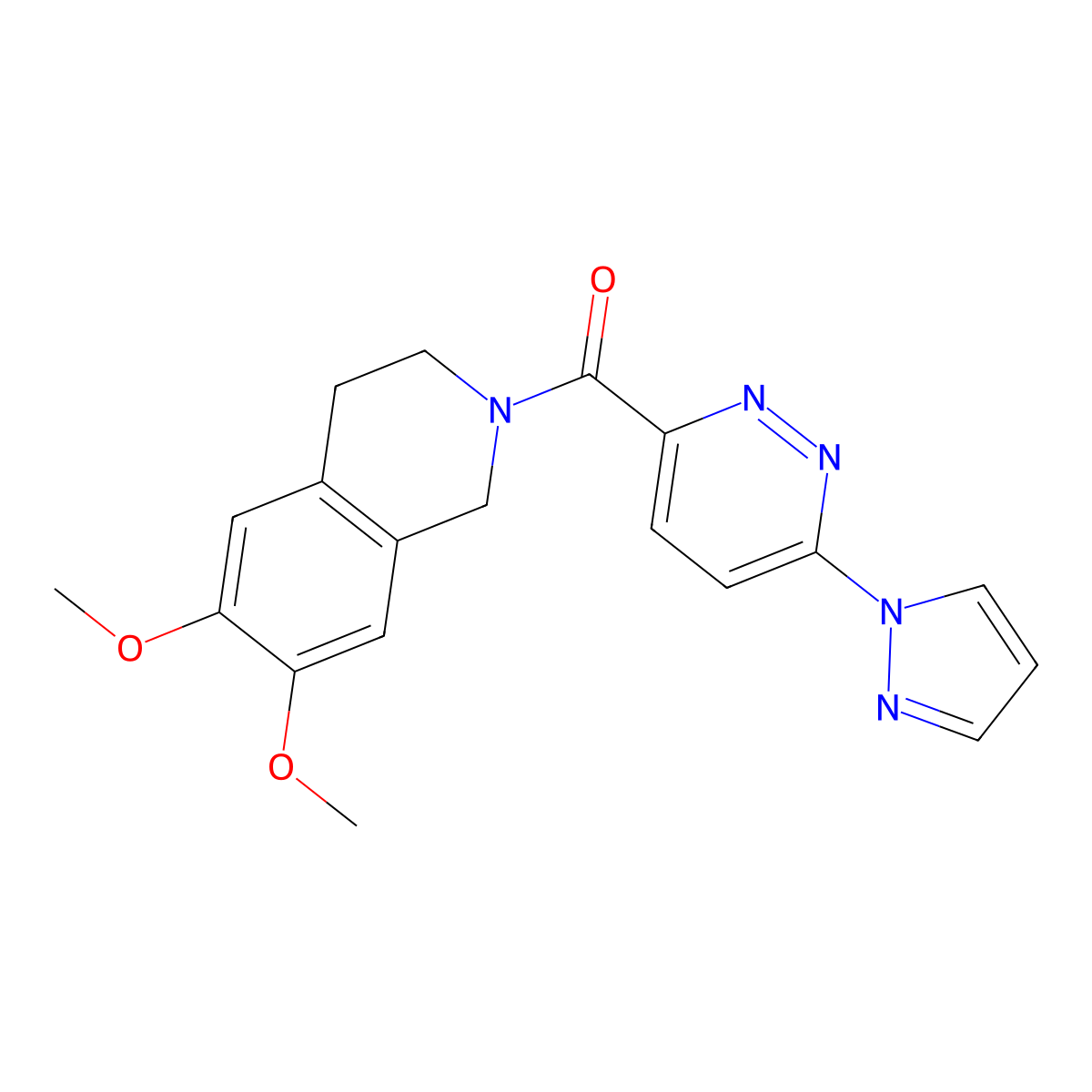(6-(1H-pyrazol-1-yl)pyridazin-3-yl)(6,7-dimethoxy-3,4-dihydroisoquinolin-2(1H)-yl)methanone molecular structure, CAS 1351631-18-9