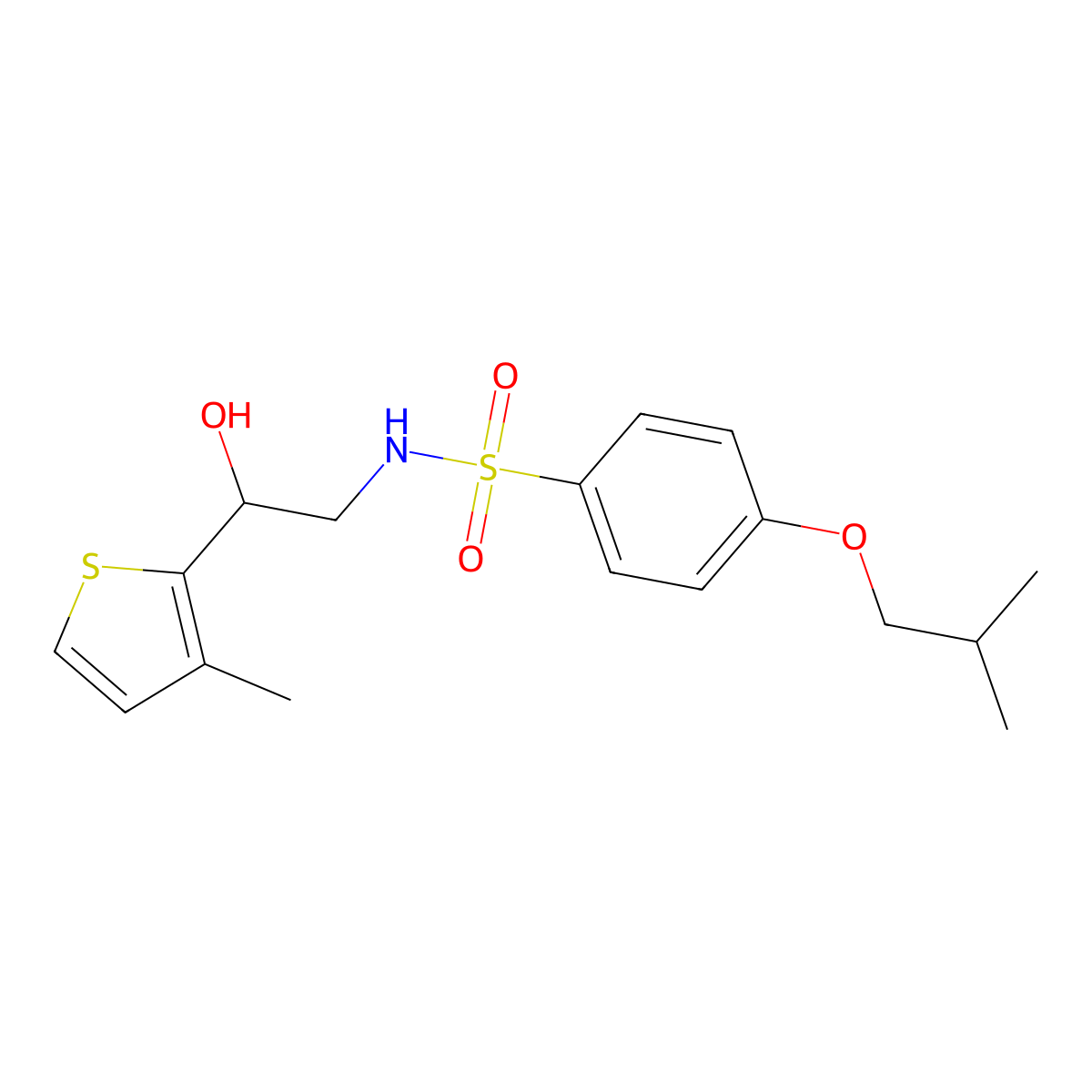 N-(2-hydroxy-2-(3-methylthiophen-2-yl)ethyl)-4-isobutoxybenzenesulfonamide molecular structure, CAS 1351631-19-0