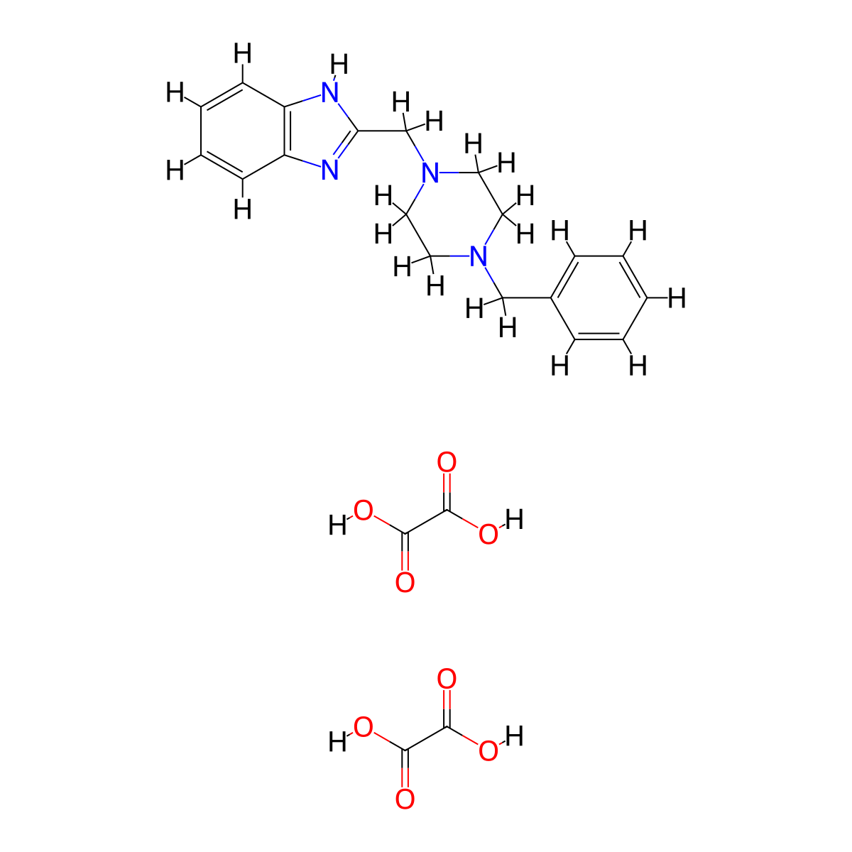 2-((4-benzylpiperazin-1-yl)methyl)-1H-benzo[d]imidazole dioxalate molecular structure, CAS 1351631-23-6