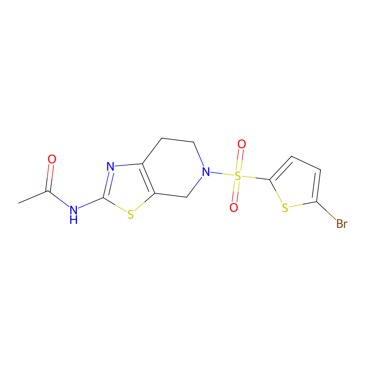N-(5-((5-bromothiophen-2-yl)sulfonyl)-4,5,6,7-tetrahydrothiazolo[5,4-c]pyridin-2-yl)acetamide molecular structure, CAS 1351631-27-0