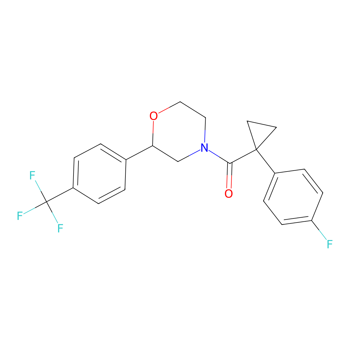 (1-(4-Fluorophenyl)cyclopropyl)(2-(4-(trifluoromethyl)phenyl)morpholino)methanone molecular structure, CAS 1351631-35-0
