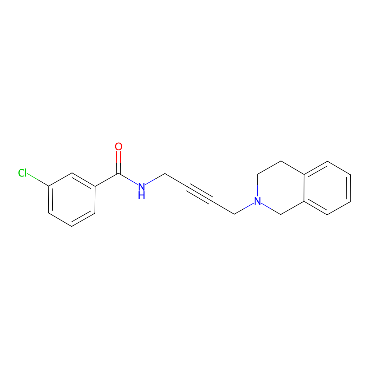 3-chloro-N-[4-(1,2,3,4-tetrahydroisoquinolin-2-yl)but-2-yn-1-yl]benzamide molecular structure, CAS 1351631-40-7
