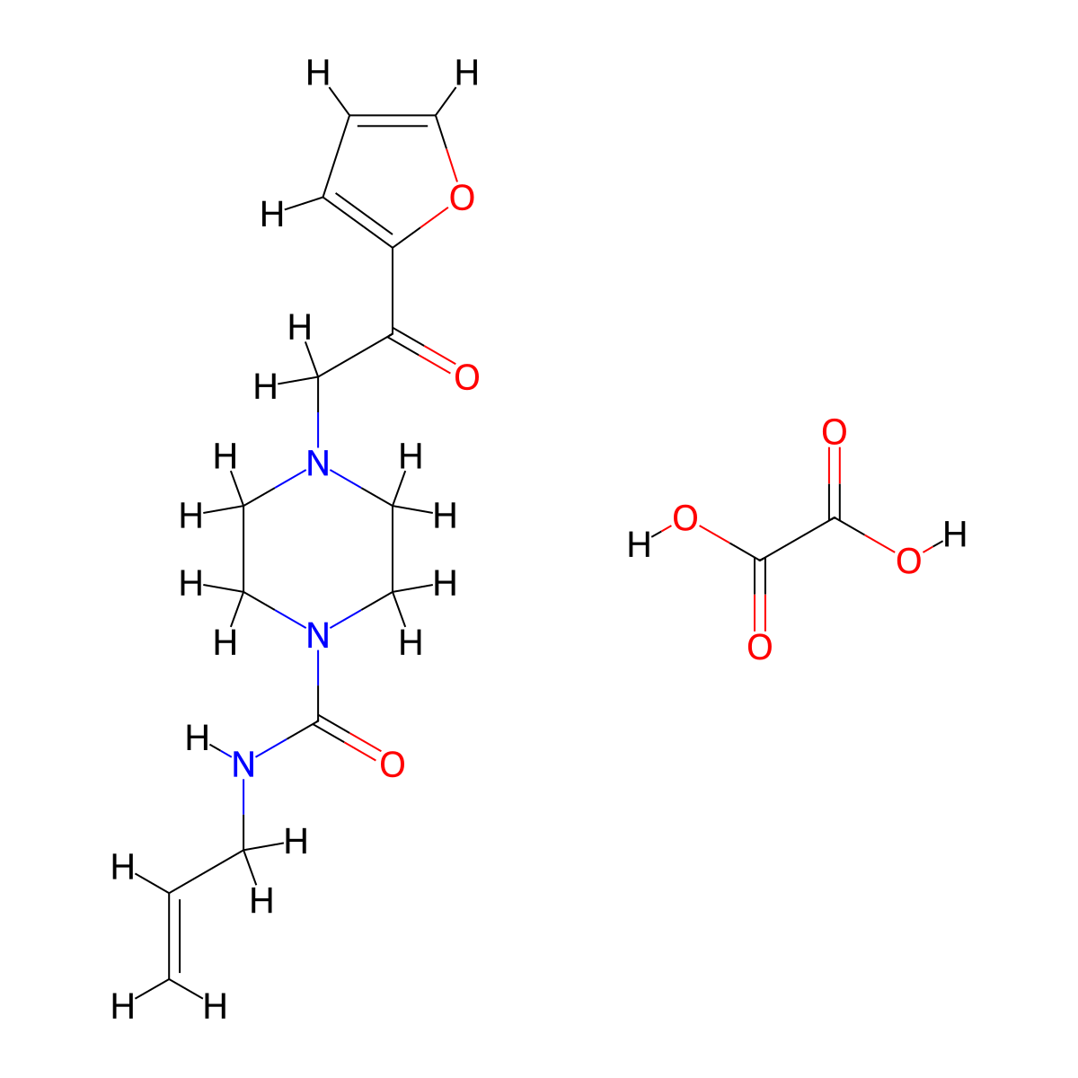 N-allyl-4-(2-(furan-2-yl)-2-oxoethyl)piperazine-1-carboxamide oxalate molecular structure, CAS 1351631-44-1