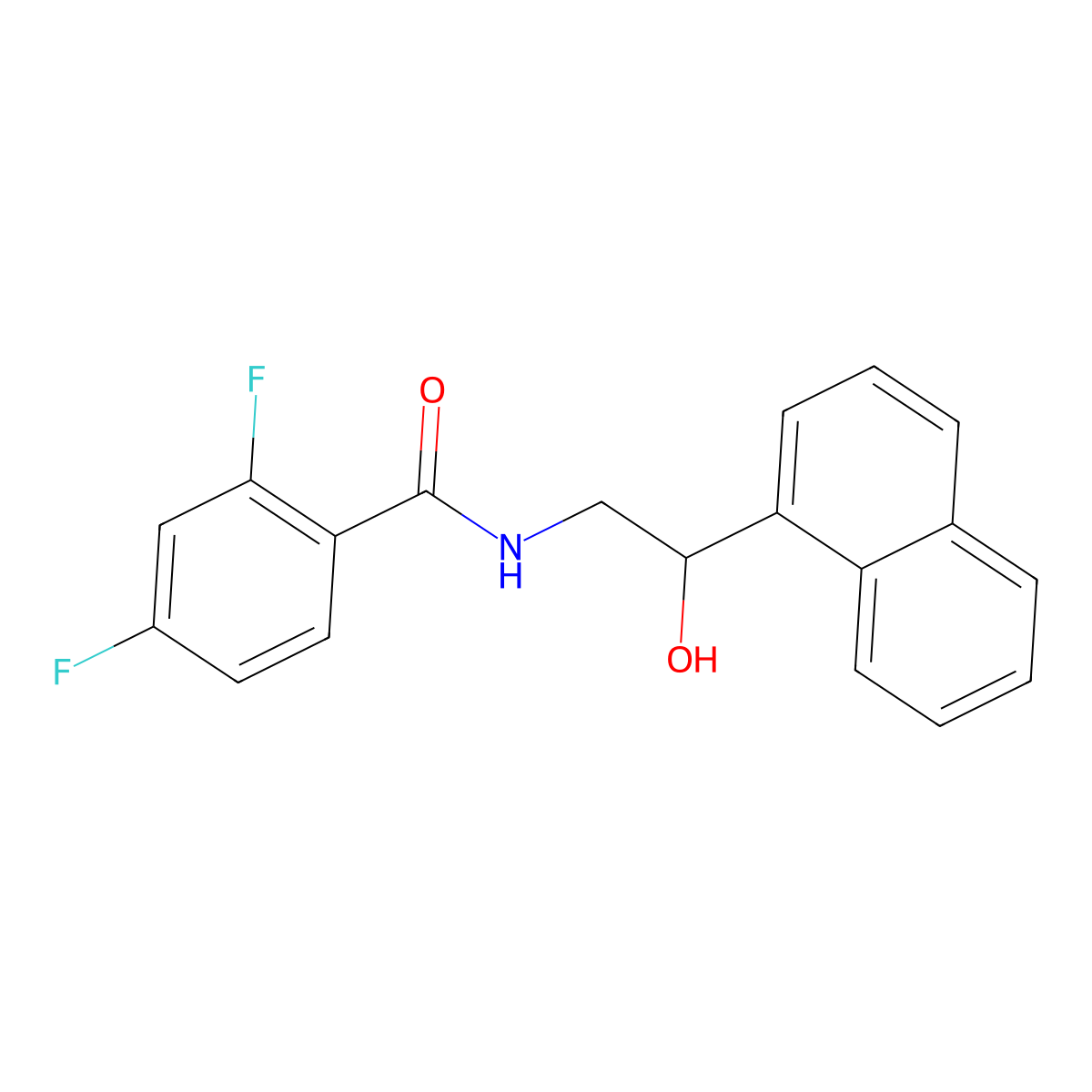 2,4-difluoro-N-(2-hydroxy-2-(naphthalen-1-yl)ethyl)benzamide molecular structure, CAS 1351631-49-6