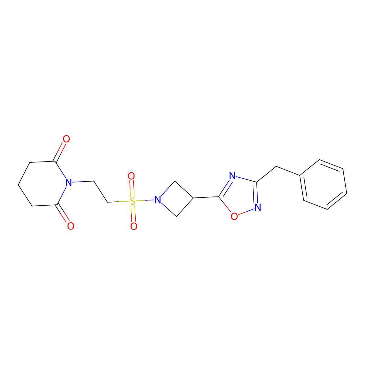 1-(2-{[3-(3-Benzyl-1,2,4-oxadiazol-5-yl)azetidin-1-yl]sulfonyl}ethyl)piperidine-2,6-dione molecular structure, CAS 1351631-56-5