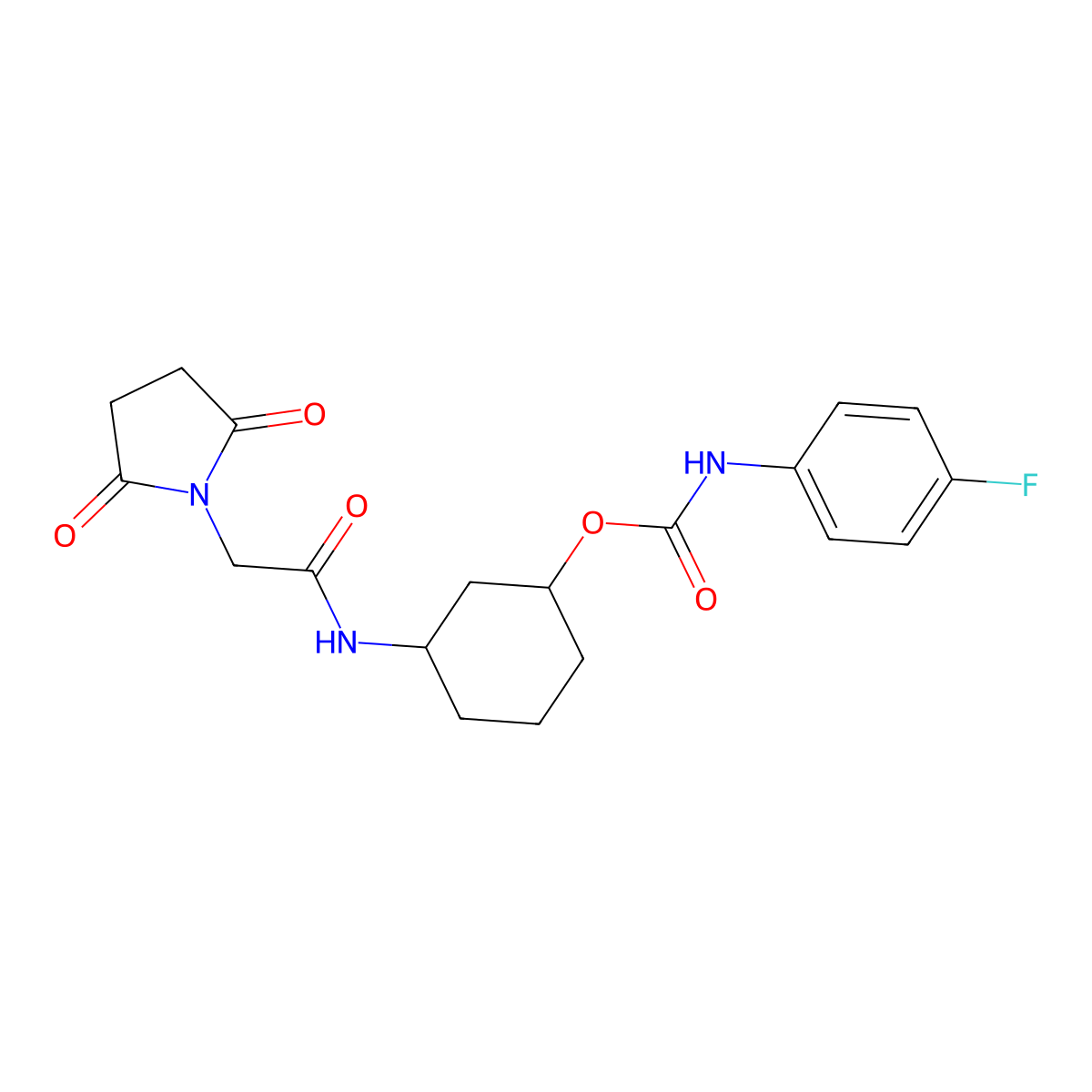 3-(2-(2,5-Dioxopyrrolidin-1-yl)acetamido)cyclohexyl (4-fluorophenyl)carbamate molecular structure, CAS 1351631-66-7