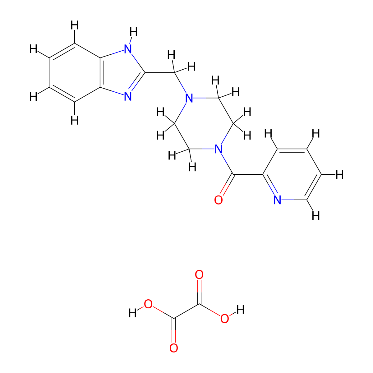 (4-((1H-benzo[d]imidazol-2-yl)methyl)piperazin-1-yl)(pyridin-2-yl)methanone oxalate molecular structure, CAS 1351631-69-0