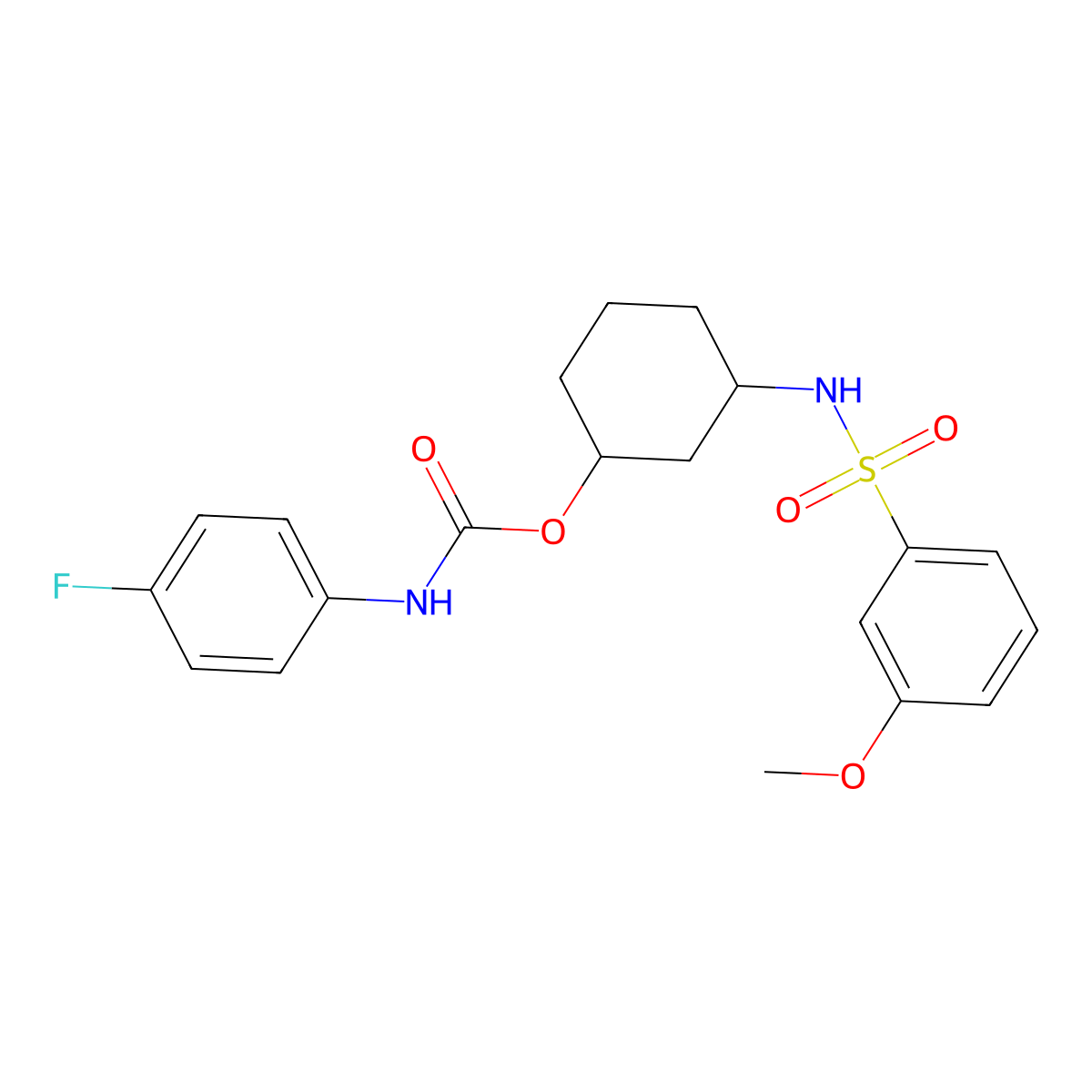 3-(3-Methoxyphenylsulfonamido)cyclohexyl (4-fluorophenyl)carbamate molecular structure, CAS 1351631-71-4