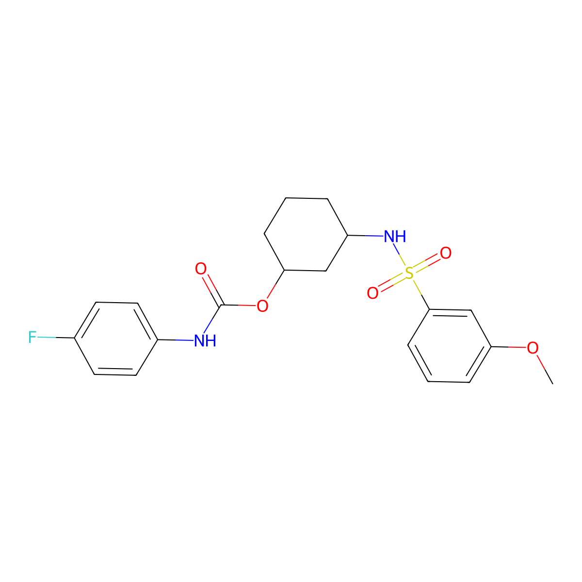 3-(3-Methoxyphenylsulfonamido)cyclohexyl (4-fluorophenyl)carbamate molecular structure, CAS 1351631-71-4