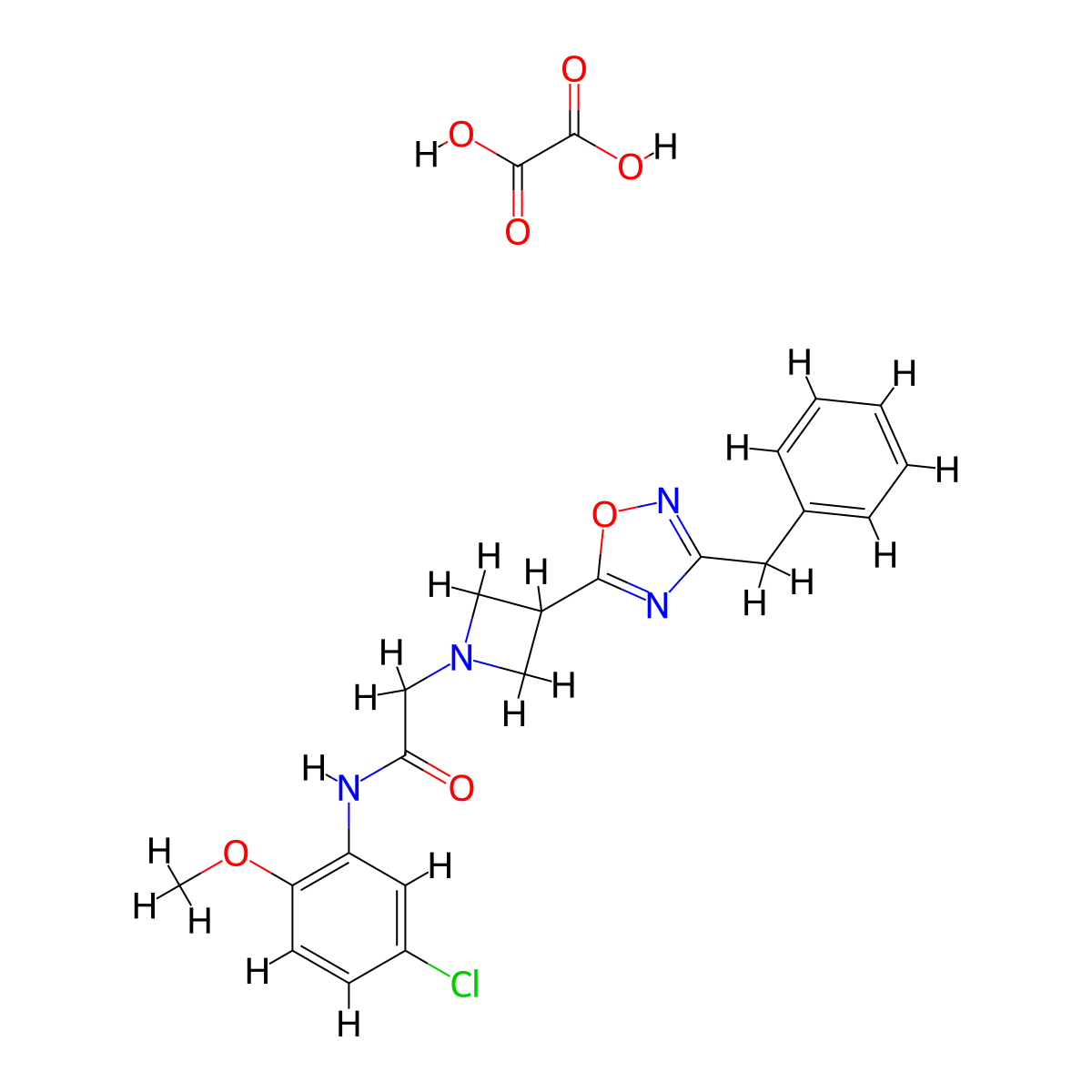 2-(3-(3-benzyl-1,2,4-oxadiazol-5-yl)azetidin-1-yl)-N-(5-chloro-2-methoxyphenyl)acetamide oxalate molecular structure, CAS 1351631-73-6