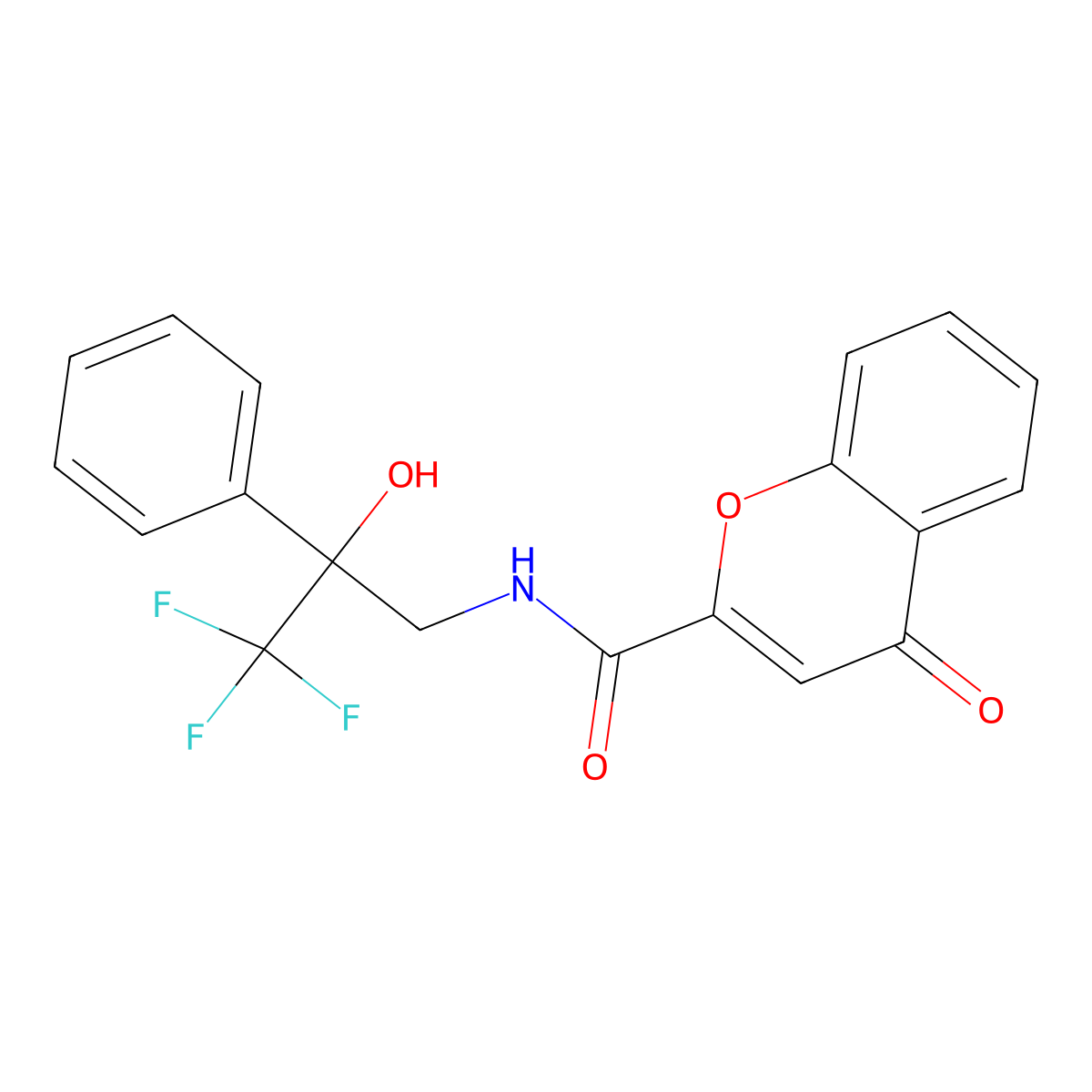 4-oxo-N-(3,3,3-trifluoro-2-hydroxy-2-phenylpropyl)-4H-chromene-2-carboxamide molecular structure, CAS 1351631-78-1