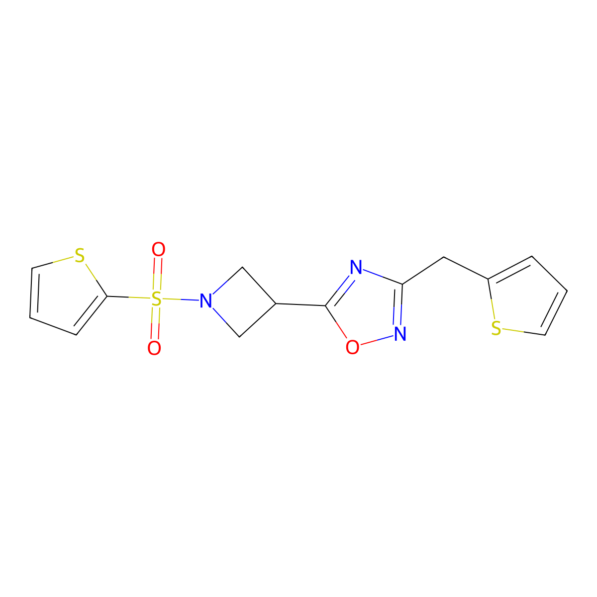 3-(Thiophen-2-ylmethyl)-5-(1-(thiophen-2-ylsulfonyl)azetidin-3-yl)-1,2,4-oxadiazole molecular structure, CAS 1351631-81-6