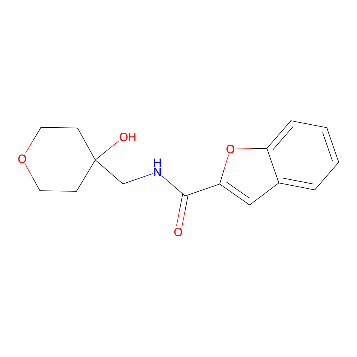 N-[(4-hydroxyoxan-4-yl)methyl]-1-benzofuran-2-carboxamide molecular structure, CAS 1351631-82-7